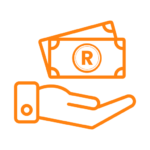 Icon representing the sale of online courses and direct payouts in Rands (ZAR) to South African bank accounts.